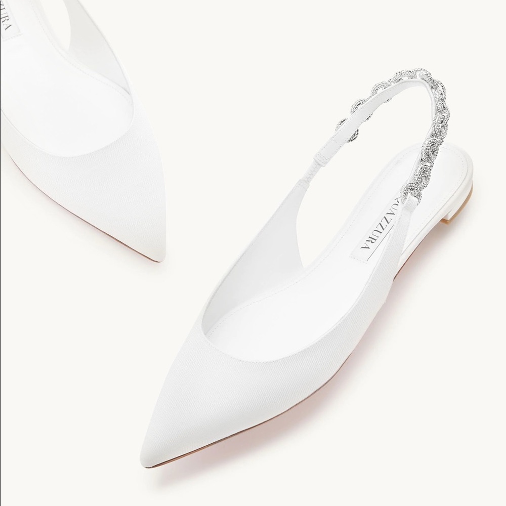 Aquazzura Love Link Sling Flat (white) 39.5 - Wedding shoes